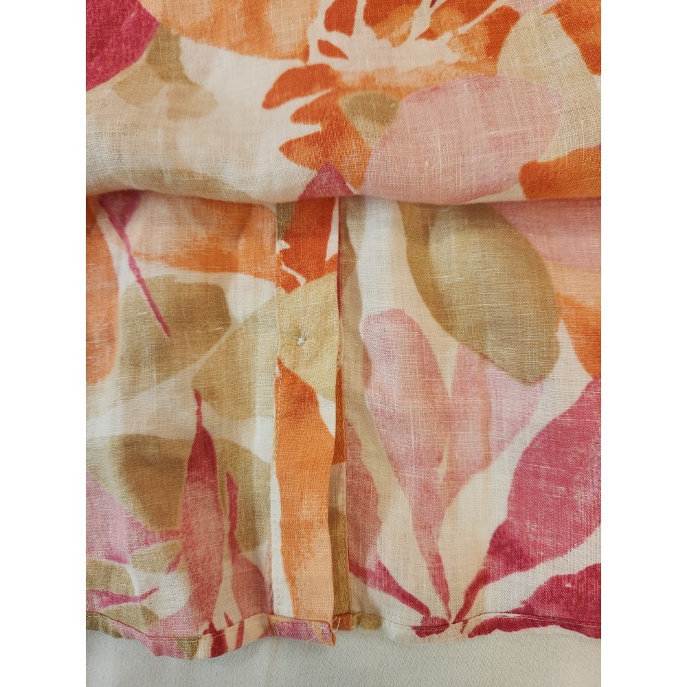 Chico Women's Orange Floral Linen Button-Up Shirt Size 2XL 3/4‎ Sleeve Summer - Picture 8 of 12